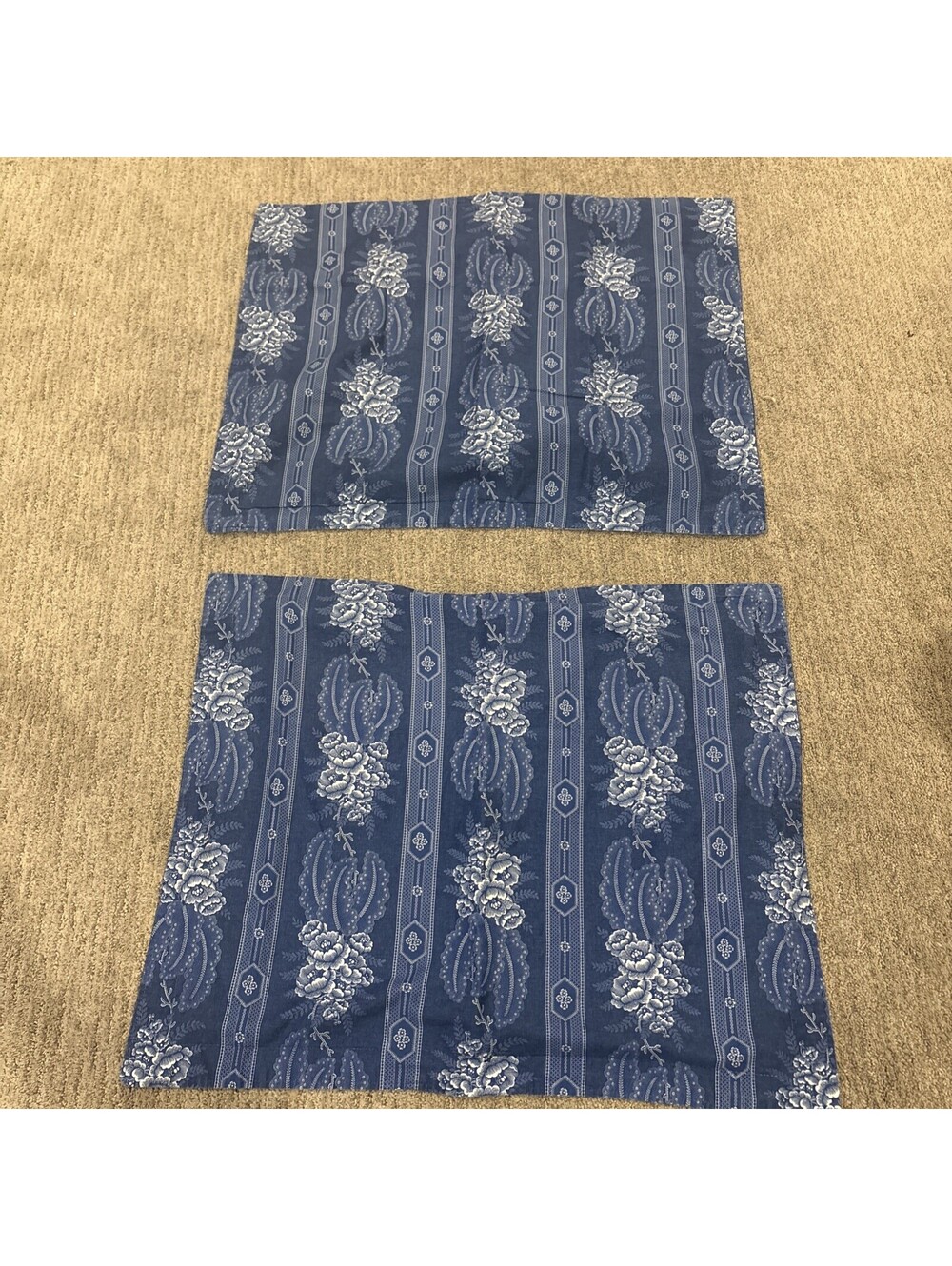 RALPH LAUREN BIARRITZ EURO Pillow Sham Cover Blue Antique White Floral Cotton